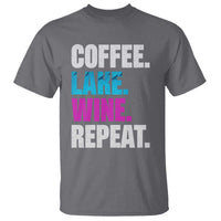 Funny Lake Life T Shirt Coffee Lake Wine Repeat - Wonder Print Shop