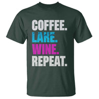 Funny Lake Life T Shirt Coffee Lake Wine Repeat - Wonder Print Shop