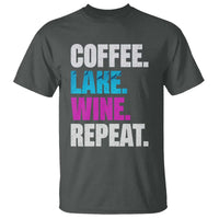 Funny Lake Life T Shirt Coffee Lake Wine Repeat - Wonder Print Shop