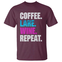 Funny Lake Life T Shirt Coffee Lake Wine Repeat - Wonder Print Shop
