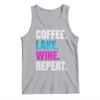 Funny Lake Life Tank Top Coffee Lake Wine Repeat - Wonder Print Shop