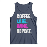 Funny Lake Life Tank Top Coffee Lake Wine Repeat - Wonder Print Shop