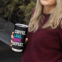 Funny Lake Life Tumbler Cup Coffee Lake Wine Repeat - Wonder Print Shop