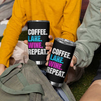 Funny Lake Life Tumbler Cup Coffee Lake Wine Repeat - Wonder Print Shop