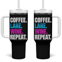Funny Lake Life Tumbler With Handle Coffee Lake Wine Repeat - Wonder Print Shop