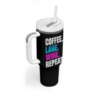 Funny Lake Life Tumbler With Handle Coffee Lake Wine Repeat - Wonder Print Shop