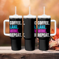 Funny Lake Life Tumbler With Handle Coffee Lake Wine Repeat - Wonder Print Shop