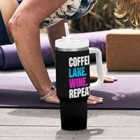Funny Lake Life Tumbler With Handle Coffee Lake Wine Repeat - Wonder Print Shop
