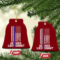 Retired Police Lieutenant Ceramic Ornament Retirement Thin Blue Line American Flags - Wonder Print Shop