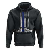 Retired Police Lieutenant Hoodie Retirement Thin Blue Line American Flags