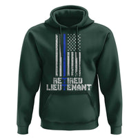 Retired Police Lieutenant Hoodie Retirement Thin Blue Line American Flags