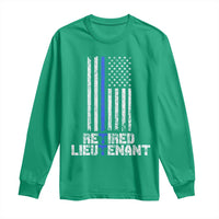 Retired Police Lieutenant Long Sleeve Shirt Retirement Thin Blue Line American Flags