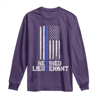 Retired Police Lieutenant Long Sleeve Shirt Retirement Thin Blue Line American Flags