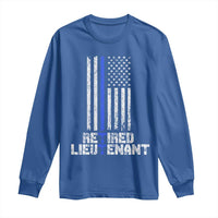 Retired Police Lieutenant Long Sleeve Shirt Retirement Thin Blue Line American Flags