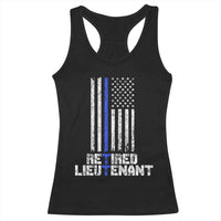 Retired Police Lieutenant Racerback Tank Top Retirement Thin Blue Line American Flags