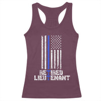 Retired Police Lieutenant Racerback Tank Top Retirement Thin Blue Line American Flags