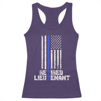 Retired Police Lieutenant Racerback Tank Top Retirement Thin Blue Line American Flags