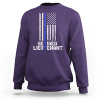 Retired Police Lieutenant Sweatshirt Retirement Thin Blue Line American Flags