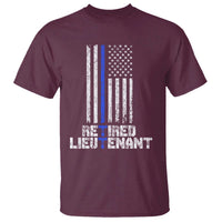 Retired Police Lieutenant T Shirt Retirement Thin Blue Line American Flags