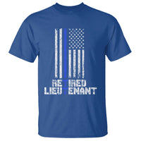 Retired Police Lieutenant T Shirt Retirement Thin Blue Line American Flags