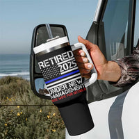 Police Retirement 2025 Tumbler With Handle Funny Retired Under New Management See Wife For Details