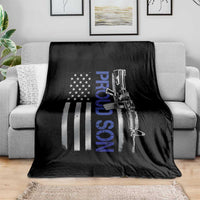 Proud Son of a Police Dad Throw Blanket Gun American Flag Family Support