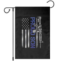 Proud Son of a Police Dad Garden Flag Gun American Flag Family Support
