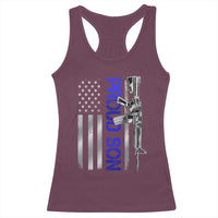 Proud Son of a Police Dad Racerback Tank Top Gun American Flag Family Support