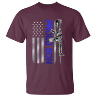 Proud Son of a Police Dad T Shirt Gun American Flag Family Support