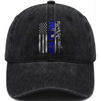Proud Son of a Police Dad Washed Cotton Baseball Cap Gun American Flag Family Support