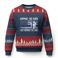 Police K9 Ugly Christmas Sweater Support The Paws That Enforce The Laws US Flag - Wonder Print Shop