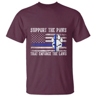 Police K9 T Shirt Support The Paws That Enforce The Laws US Flag - Wonder Print Shop