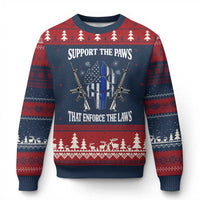 Police K9 Ugly Christmas Sweater Support The Paws That Enforce The Laws American Flag - Wonder Print Shop