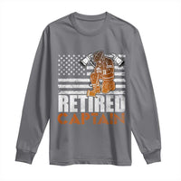 Retired Firefighter Captain Long Sleeve Shirt Vintage Retirement Gifts Fireman American Flag - Wonder Print Shop