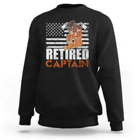 Retired Firefighter Captain Sweatshirt Vintage Retirement Gifts Fireman American Flag - Wonder Print Shop