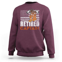 Retired Firefighter Captain Sweatshirt Vintage Retirement Gifts Fireman American Flag - Wonder Print Shop