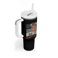 Retired Firefighter Captain Tumbler With Handle Vintage Retirement Gifts Fireman American Flag - Wonder Print Shop