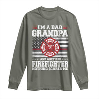 Retired Firefighter Grandpa Long Sleeve Shirt Retro American Flag - Wonder Print Shop