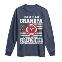 Retired Firefighter Grandpa Long Sleeve Shirt Retro American Flag - Wonder Print Shop