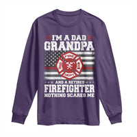 Retired Firefighter Grandpa Long Sleeve Shirt Retro American Flag - Wonder Print Shop
