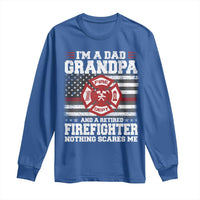 Retired Firefighter Grandpa Long Sleeve Shirt Retro American Flag - Wonder Print Shop