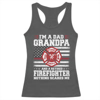 Retired Firefighter Grandpa Racerback Tank Top Retro American Flag - Wonder Print Shop
