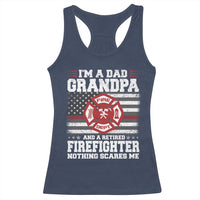Retired Firefighter Grandpa Racerback Tank Top Retro American Flag - Wonder Print Shop