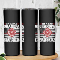 Retired Firefighter Grandpa Skinny Tumbler Retro American Flag - Wonder Print Shop