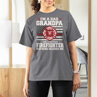 Retired Firefighter Grandpa T Shirt For Women Retro American Flag - Wonder Print Shop