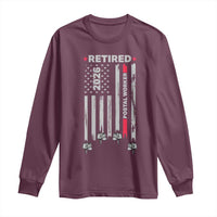 Retired Postal Worker 2026 Long Sleeve Shirt Retro US Flag Mailman Postman Retirement Gifts - Wonder Print Shop