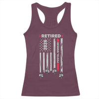 Retired Postal Worker 2026 Racerback Tank Top Retro US Flag Mailman Postman Retirement Gifts - Wonder Print Shop