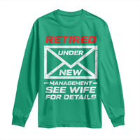Men’s Postal Worker Retirement Long Sleeve Shirt Retired Under New Management Funny Dad Humor - Wonder Print Shop