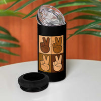 Peace Sign Equality for All 4 in 1 Can Cooler Tumbler Peace Out V Fingers Hand Equal Rights
