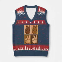 Peace Sign Equality for All V-Neck Knit Sweater Vest Peace Out V Fingers Hand Equal Rights - Wonder Print Shop